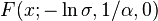 F(x; -\ln \sigma, 1/\alpha, 0)