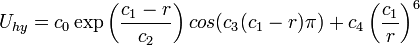 
U_{hy} = c_0 \exp \left (\frac{c_1 - r}{c_2} \right )
cos(c_3(c_1 - r)\pi ) + c_4 \left (\frac{c_1}{r} \right )^6
