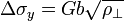  \Delta\sigma_{y} = {Gb\sqrt{\rho_\perp}} 