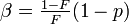 \beta=\tfrac{1-F}{F}(1-p)