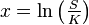  x = \ln\left(\tfrac{S}{K} \right) 