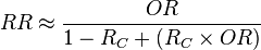  RR \approx \frac{OR}{1 - R_C + (R_C \times OR)}