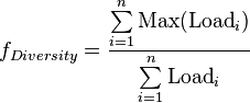  f_{Diversity} = \frac{ \sum\limits_{i=1}^n\text{Max}(\text{Load}_i)}{\sum\limits_{i=1}^n\text{Load}_i}