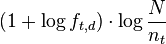  (1 + \log f_{t,d}) \cdot \log \frac {N} {n_t} 