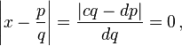 \left|x- \frac{p}{q}\right|= \frac{|cq - dp|}{dq} = 0\, ,