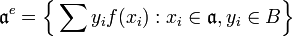 \mathfrak{a}^e = \Big\{ \sum y_if(x_i) : x_i \in \mathfrak{a}, y_i \in B \Big\}