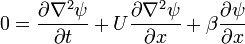  0 = \frac{\partial \nabla^2 \psi}{\partial t} + U \frac{\partial \nabla^2 \psi}{\partial x} + \beta \frac{\partial \psi}{\partial x}