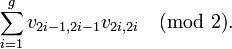 \sum\limits^g_{i=1}v_{2i-1,2i-1}v_{2i,2i} \pmod 2.