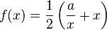 f(x)=\frac 12\left(\frac ax + x\right)