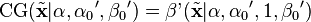 \operatorname{CG}(\tilde{\mathbf{x}}|\alpha,{\alpha_0}',{\beta_0}')=\operatorname{\beta'}(\tilde{\mathbf{x}}|\alpha,{\alpha_0}',1,{\beta_0}')