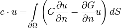  c\cdot u=\int\limits_{\partial \Omega}\left(G\frac{\partial u}{\partial n} - \frac{\partial G}{\partial n}u\right)dS 