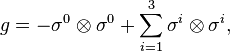 g = -\sigma^0 \otimes \sigma^0 +\sum_{i=1}^3 \sigma^i \otimes \sigma^i,