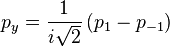 p_y = \frac{1}{i\sqrt{2}} \left( p_1 - p_{-1} \right) 