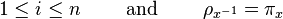 1\le i\le n\qquad \text{ and } \qquad\rho_{x^{-1}}=\pi_x