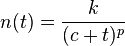 n(t) = \frac {k} {(c+t)^p}