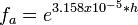 f_a = e^{3.158x10^{-5} * h}