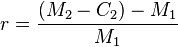 r= \frac{(M_2 - C_2) - M_1}{M_1}