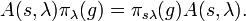 \displaystyle A(s,\lambda)\pi_\lambda(g) =\pi_{s\lambda}(g) A(s,\lambda).