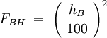 F_{BH} \; = \; \left( \; \frac{h_B}{100} \; \right)^2