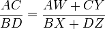 \frac{AC}{BD}=\frac{AW+CY}{BX+DZ}