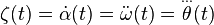 \zeta(t) = \dot {\alpha}(t) =\ddot\omega(t) = \overset{...}{ \theta}(t)