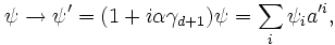 \psi \to \psi^\prime = (1+i\alpha\gamma_{d+1})\psi = \sum\limits_i \psi_ia^{\prime i},