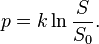  p = k \ln{\frac{S}{S_0}}.  \,\!