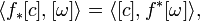 \langle f_* [c], [\omega] \rangle = \langle [c], f^*[\omega] \rangle,