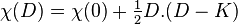 \chi(D) = \chi(0) +\tfrac{1}{2} D . (D - K) \,