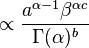 \propto \frac{a^{\alpha-1} \beta^{\alpha c}}{\Gamma(\alpha)^b}