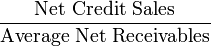 \frac{\mbox{Net Credit Sales}}{\mbox{Average Net Receivables}}