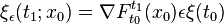 {\xi}_\epsilon(t_1;x_0)= \nabla F^{t_1}_{t_0}(x_0)\epsilon{\xi}(t_0)