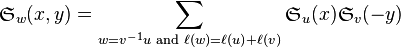 \mathfrak{S}_w(x,y) =\sum_{   w=v^{-1}u \text{ and } \ell(w)=\ell(u)+\ell(v) } \mathfrak{S}_u(x)  \mathfrak{S}_v(-y)