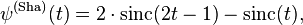  \psi^{(\operatorname{Sha})}(t)=2 \cdot \operatorname{sinc}(2t - 1)-\operatorname{sinc}(t), 