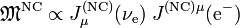 \mathfrak{M}^{\mathrm{NC}} \propto J_{\mu}^{\mathrm{(NC)}}(\nu_{\mathrm{e}}) \; J^{\mathrm{(NC)}\mu}(\mathrm{e^{-}})