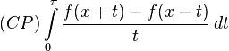 (CP)\int\limits_0^\pi \frac{f(x+t)-f(x-t)}{t} \, dt