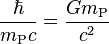 \frac{\hbar}{m_\text{P} c} = \frac{G m_\text{P}}{c^2}