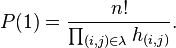  P(1) = \frac{n!}{\prod_{(i,j)\in \lambda}h_{(i,j)}}. 