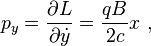 
p_y = \frac{\partial L}{\partial \dot{y}} = \frac{q B}{2c}x ~,
