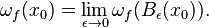 \omega_f(x_0) = \lim_{\epsilon\to 0} \omega_f(B_\epsilon(x_0)).