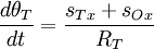  \frac{d\theta_{T}}{dt}=\frac{s_{Tx}+s_{Ox}}{R_T} \,\!