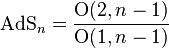  \mathrm{AdS}_n=\frac{ \mathrm{O}(2,n-1) }{ \mathrm{O}(1,n-1) } 