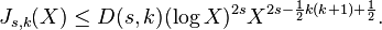 J_{s,k}(X)\leq D(s,k)(\log X)^{2s}X^{2s-{\frac {1}{2}}k(k+1)+{\frac {1}{2}}}.