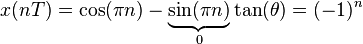 x(nT) = \cos(\pi n) - \underbrace{\sin(\pi n)}_{0}\tan(\theta ) = (-1)^n