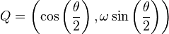 Q = \left(\cos\left(\frac{\theta}{2}\right),  \mathbf{\omega} \sin\left(\frac{\theta}{2}\right)\right)