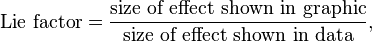 \text{Lie factor}=\frac{\text{size of effect shown in graphic}}{\text{size of effect shown in data}},