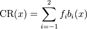 
\mathrm{CR}(x) = \sum_{i=-1}^2 f_i b_i(x)
