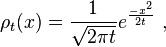  \rho_t(x) = {1\over \sqrt{2\pi t}} e^{-x^2 \over 2t} ~,