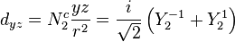 d_{yz} = N_2^c \frac{yz}{r^2} = \frac{i}{\sqrt{2}} \left(Y_2^{-1}+Y_2^1\right)