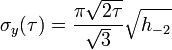 \sigma_y(\tau) = \frac{\pi\sqrt{2\tau}}{\sqrt{3}}\sqrt{h_{-2}}